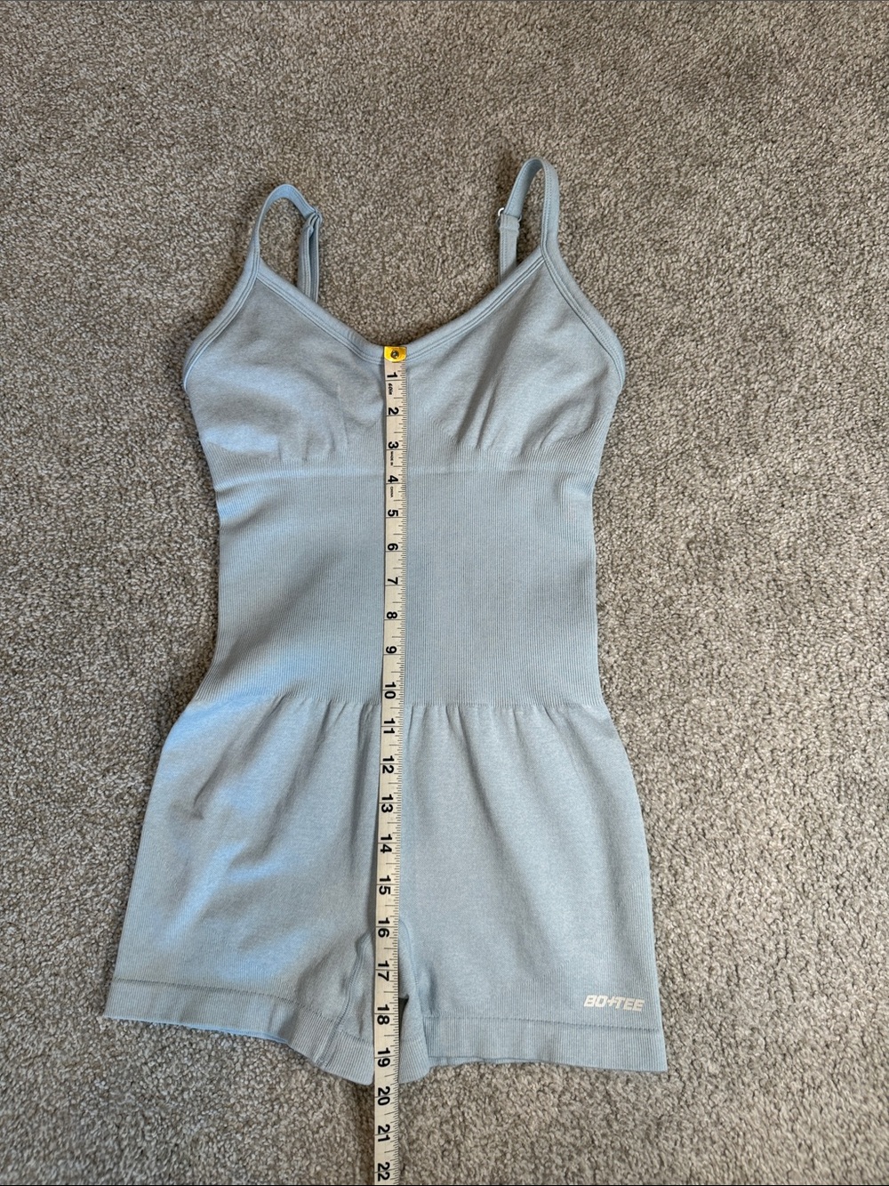Bo + Tee Light Blue Seamless Romper Bodysuit - Picture 3 of 5